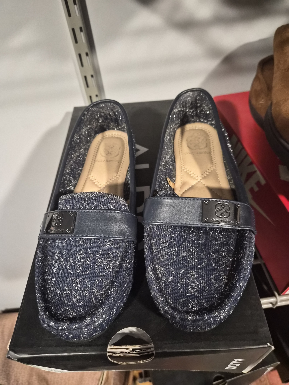 Tory Burch Navy Jacquard Logo Loafers